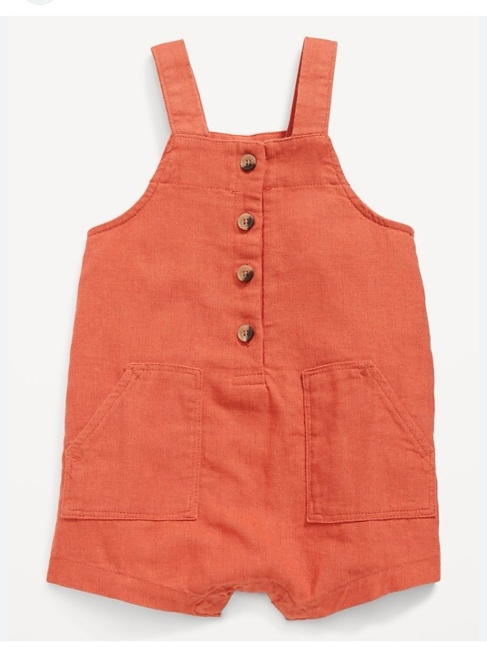 Old Navy Linen Blend Sleeveless Button Front One Piece Terracotta Rust 3-6 month